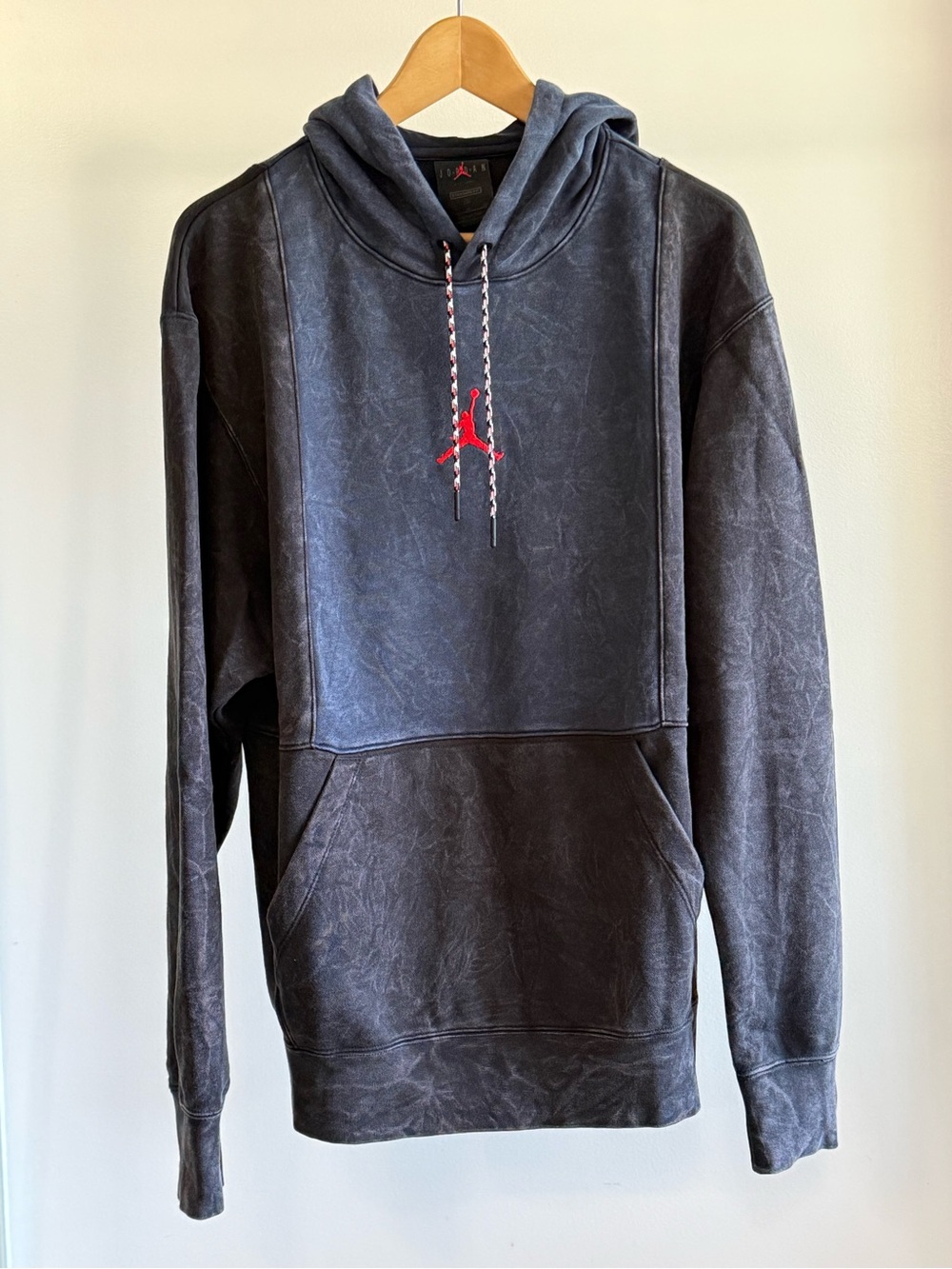 Nike Jordan Legacy 1 Hoodie Black/Obsidian Acid Wash Size M CZ1160-010